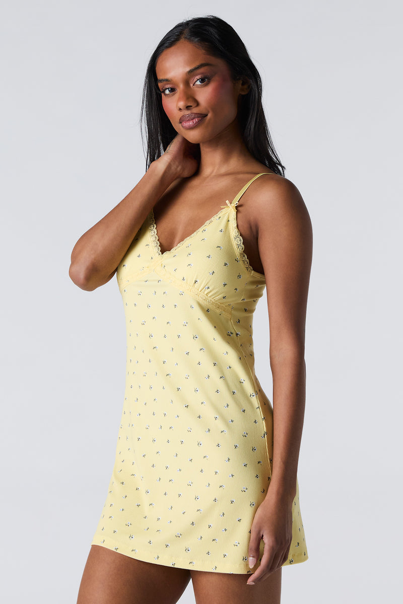 Lace Trim Pajama Dress