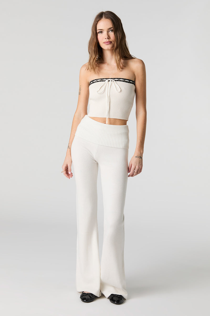 Knit Foldover Waist Flare Pant