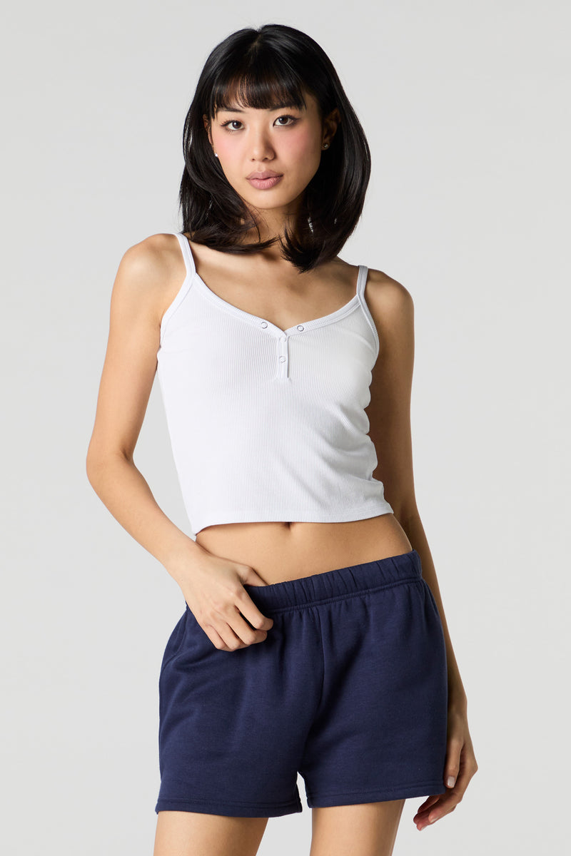 Solid High Rise Fleece Short
