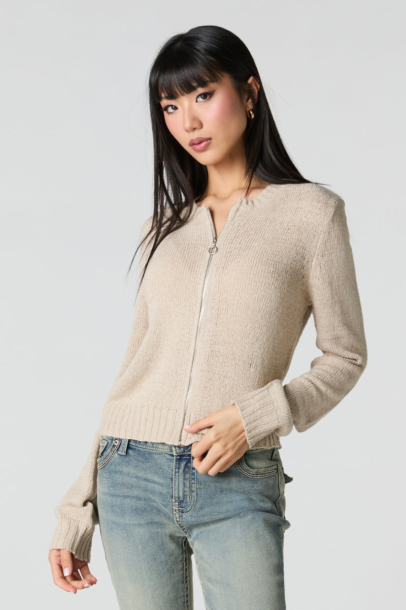 Zip-Up Cardigan Sweater