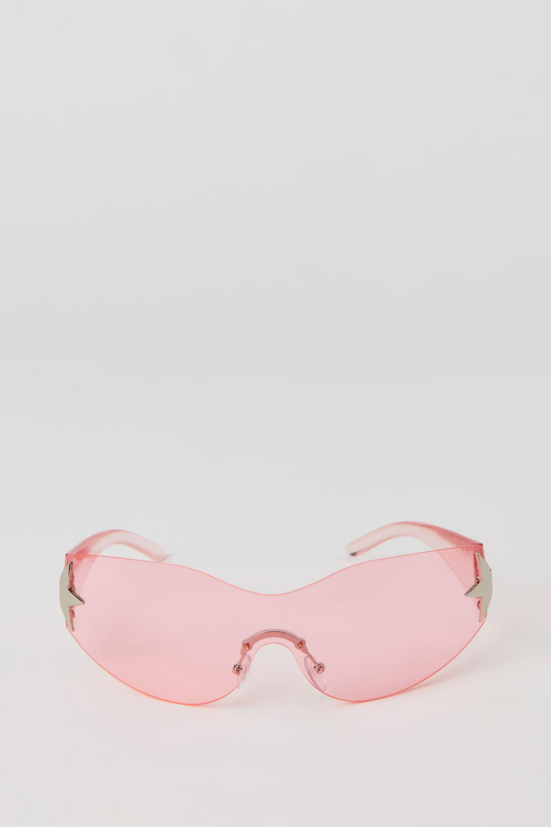 Star Rimless Y2K Shield Sunglasses