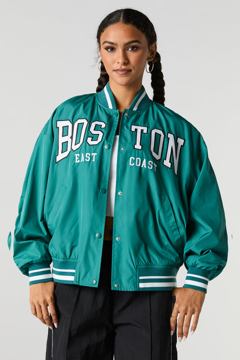 City Twill Embroidered Varsity Jacket