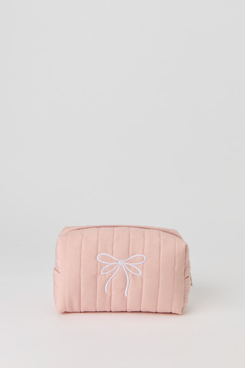Bow Embroidered Makeup Bag