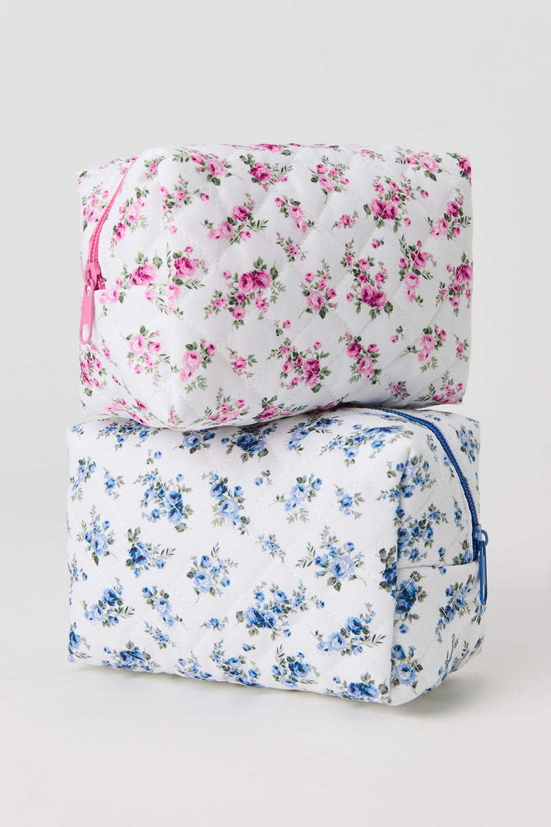 Floral Quilted Makeup Bag