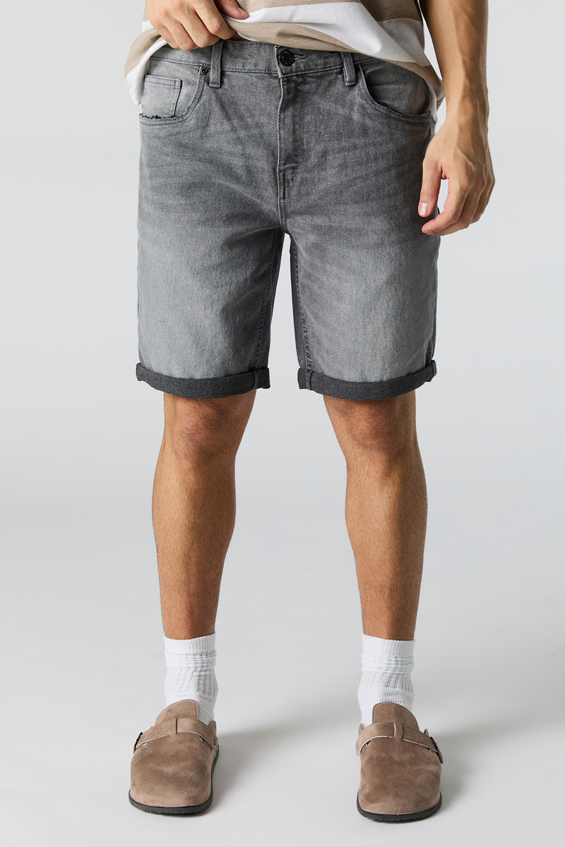 Stretch Denim Rolled Hem Short